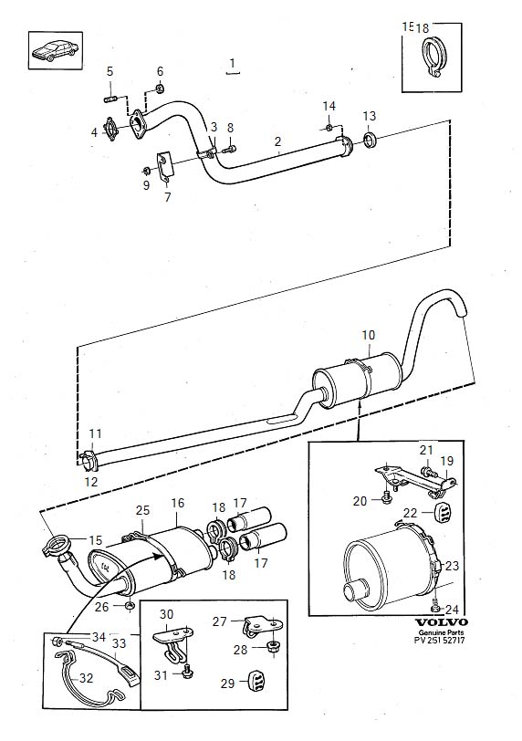 Volvo 940 SE Exhaust System Hanger. SHACKLE 1378313 Volvo Parts
